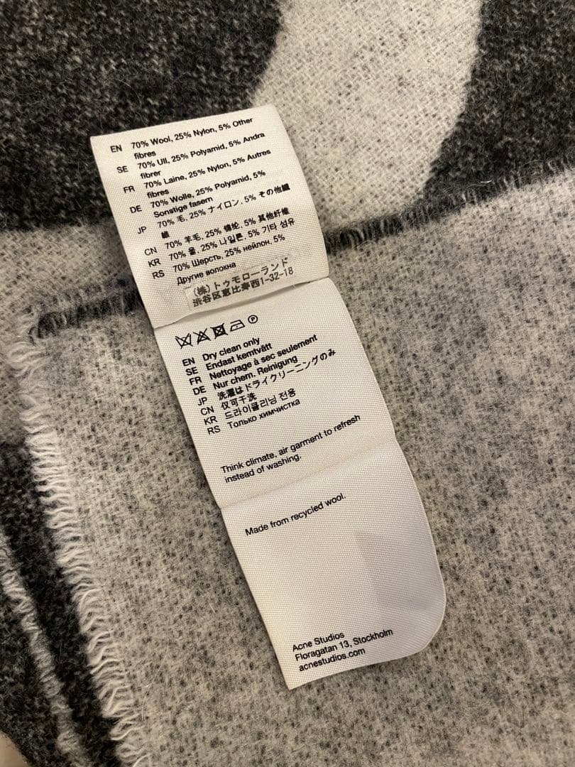 Acne Studios マフラー ブラック/グレー 200cm