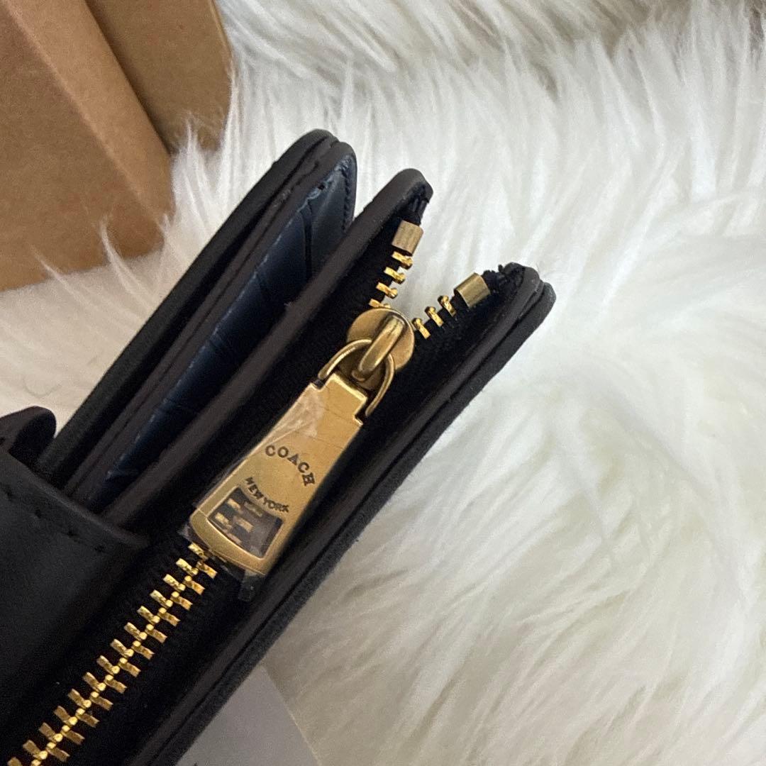 COACH 二つ折り財布 ネイビー デニム