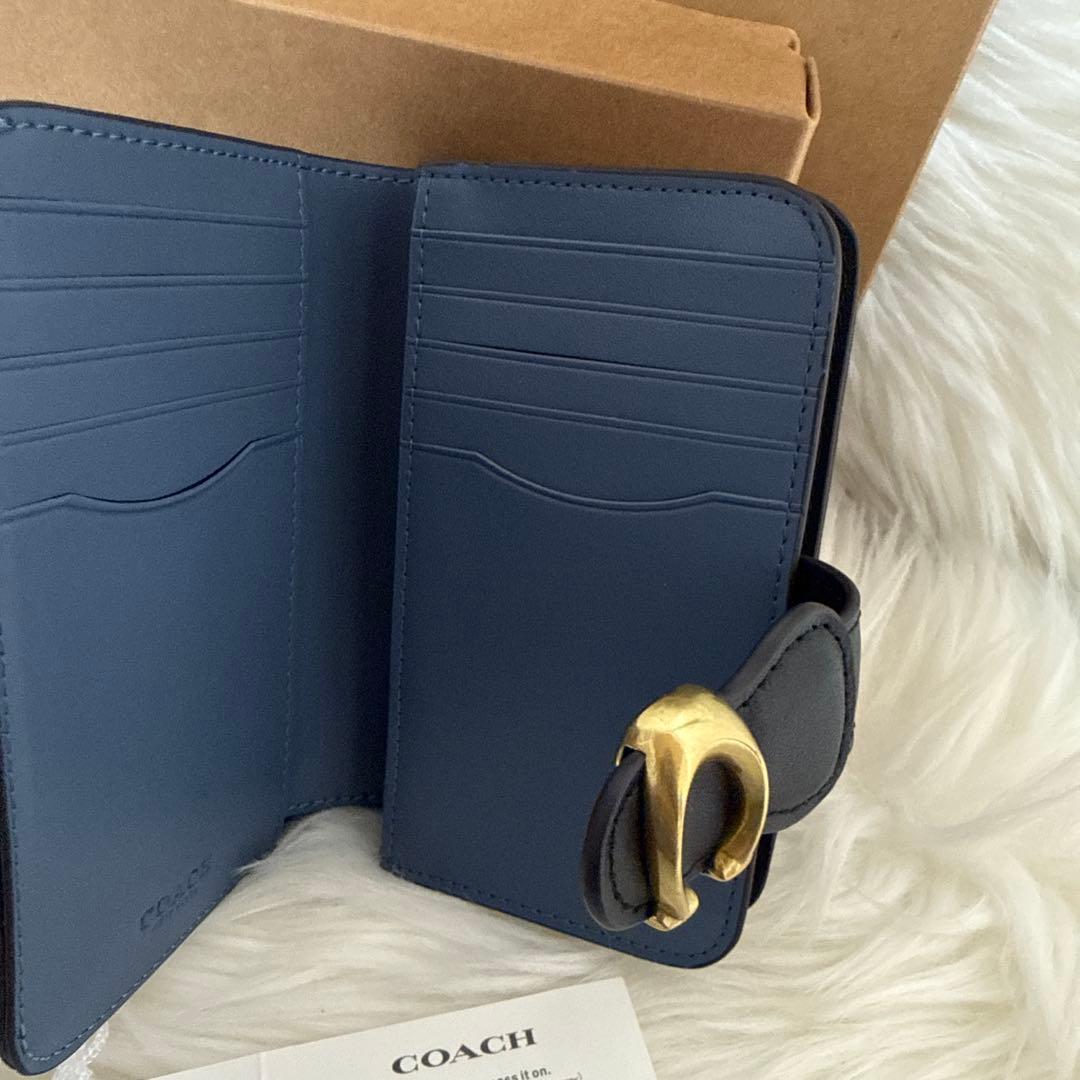 COACH 二つ折り財布 ネイビー デニム