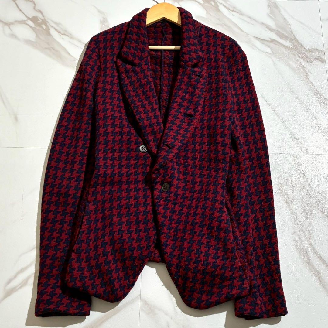 ジャケット・アウター Y's cashmere Knit Jacket Houndtooth red