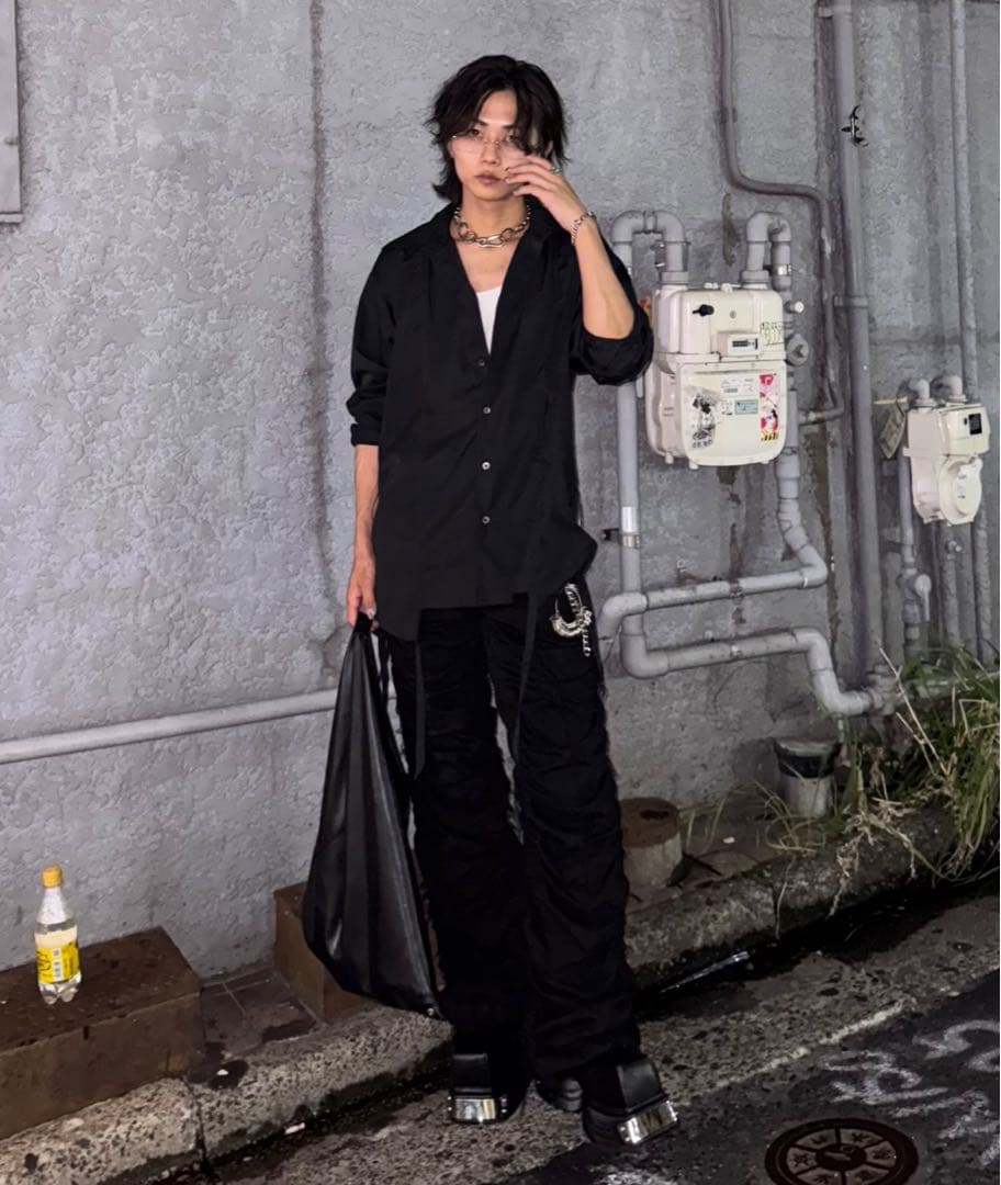 【GRANCY】シャーリングダメージデザインコットンパンツ (ムカデパンツ) ‎