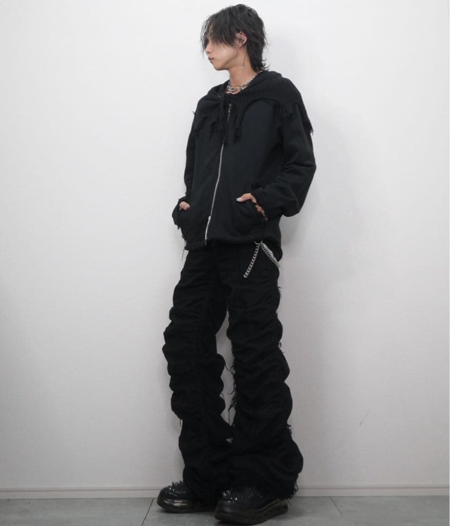 【GRANCY】シャーリングダメージデザインコットンパンツ (ムカデパンツ) ‎