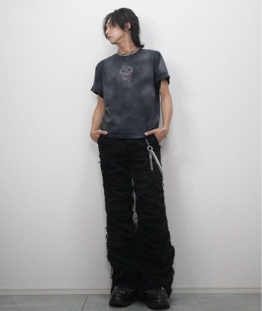 【GRANCY】シャーリングダメージデザインコットンパンツ (ムカデパンツ) ‎