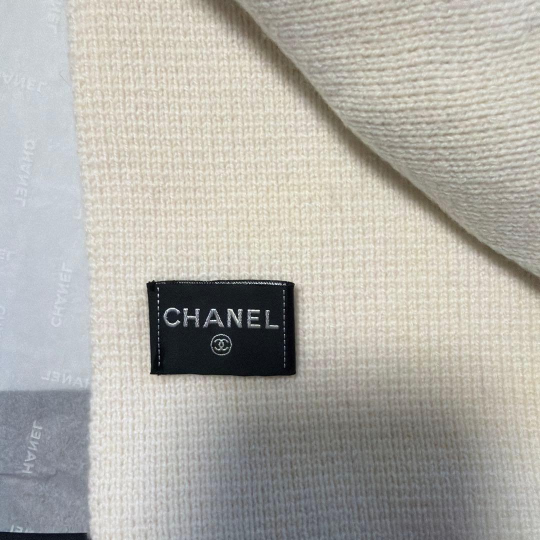 【美品】シャネル CHANELココマーク カシミヤ マフラー パール ビジュー
