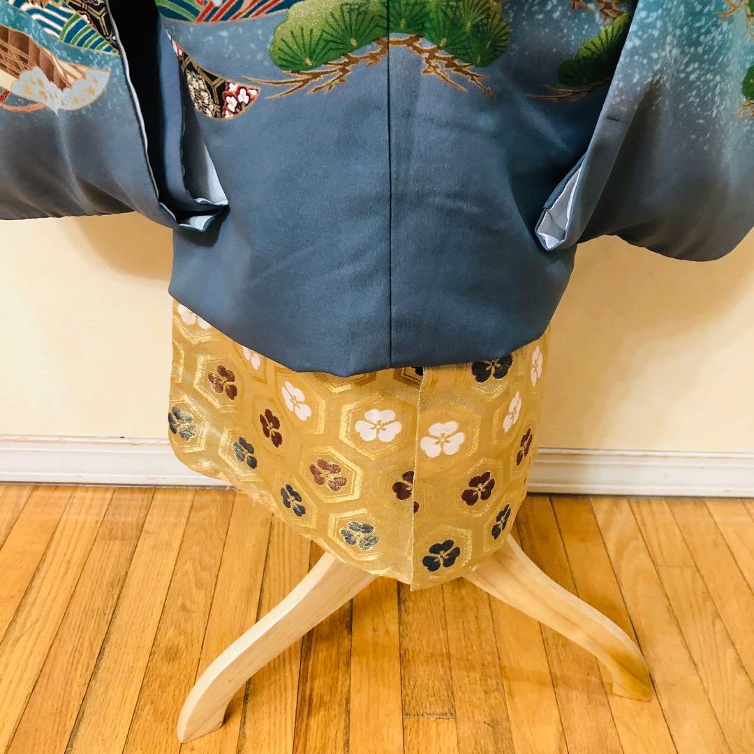 七五三5歳完全フルセット‼️豪華青系兜鷹金彩煌びやか⭐︎袴金蘭刺繍豪華逸品