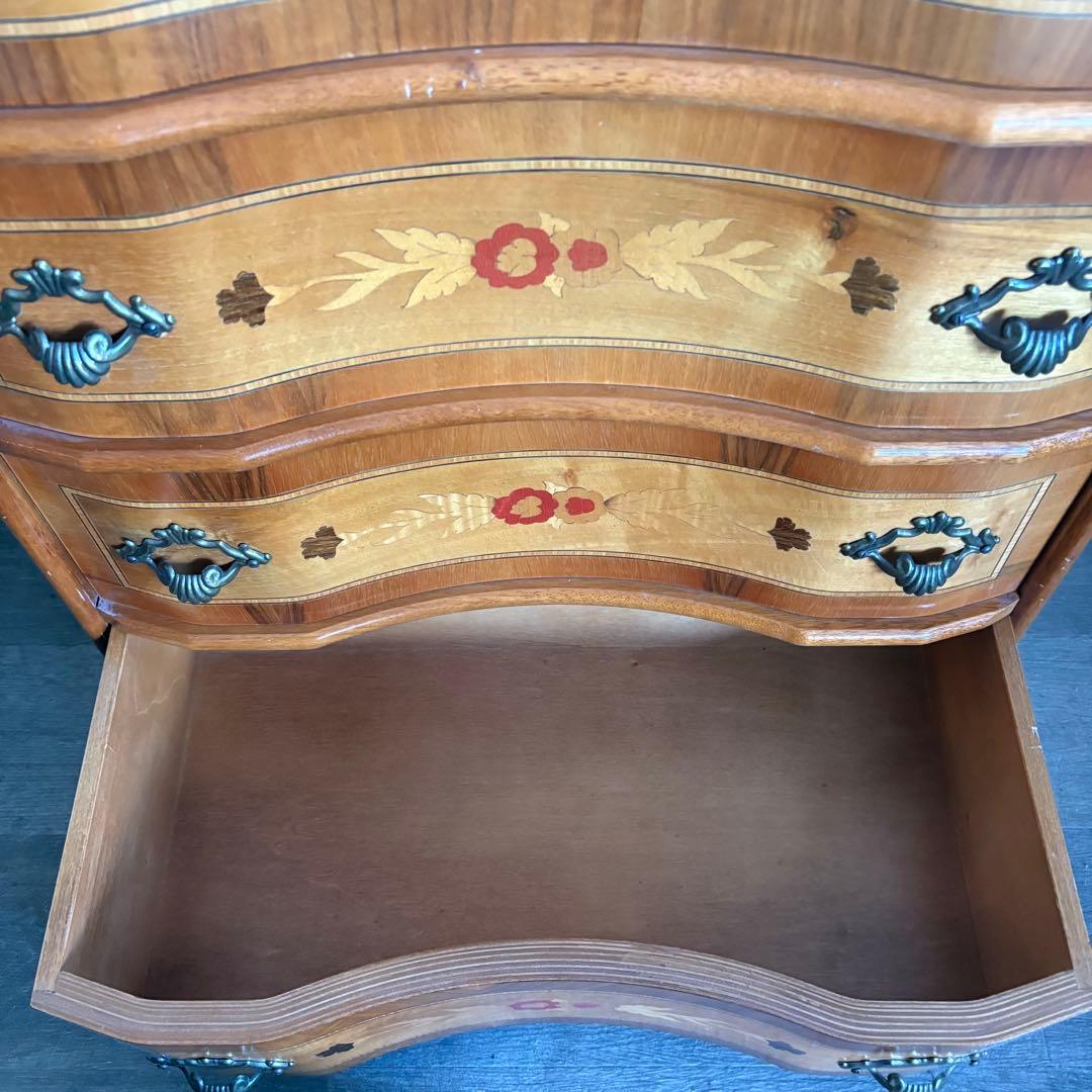 イタリア　MOR-RENS社　象嵌チェスト　4段　ミドルチェスト　マホガニー　①