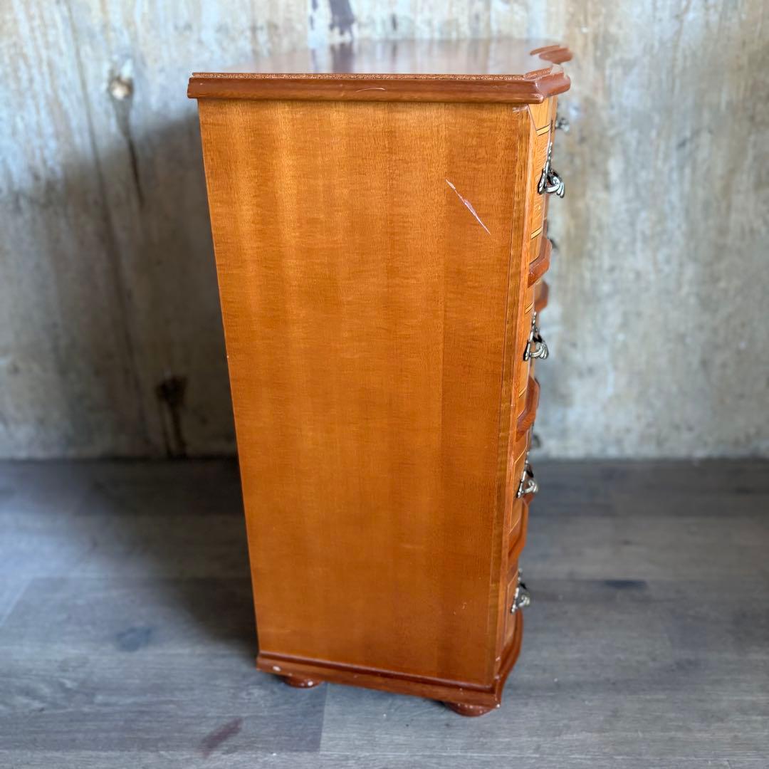 イタリア　MOR-RENS社　象嵌チェスト　4段　ミドルチェスト　マホガニー　①