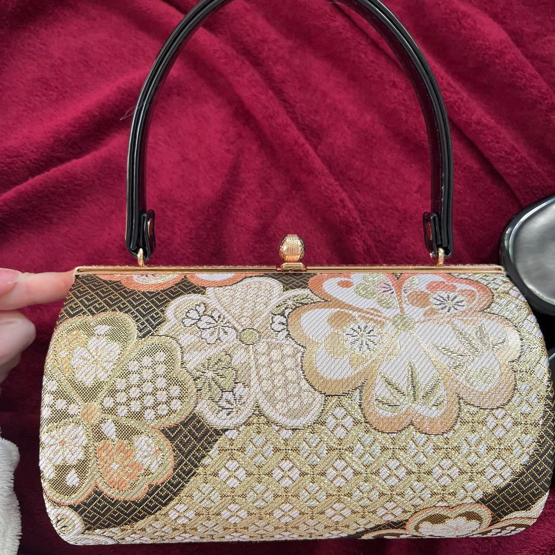 【限定セール！】成人式 草履バッグセット 黒金 和装バッグ 着物 浴衣 おしゃれ