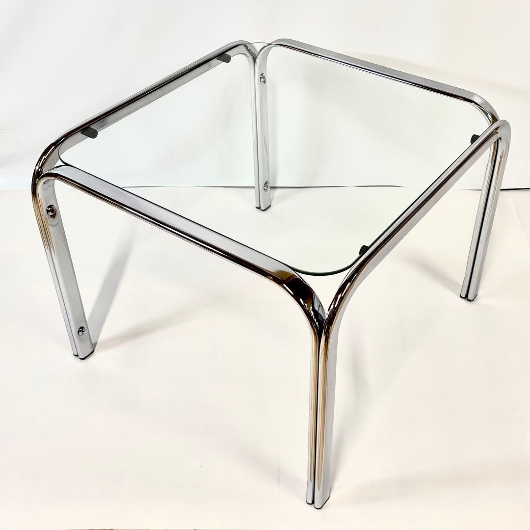 ガラステーブル サイドテーブル クローム スペースエイジ ミッドセンチュリー