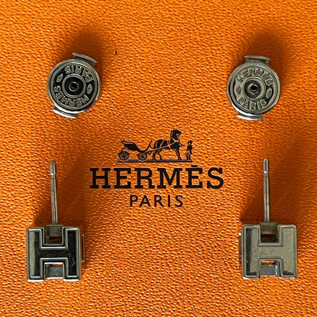 HERMES Hキューブ ピアス　ブルー
