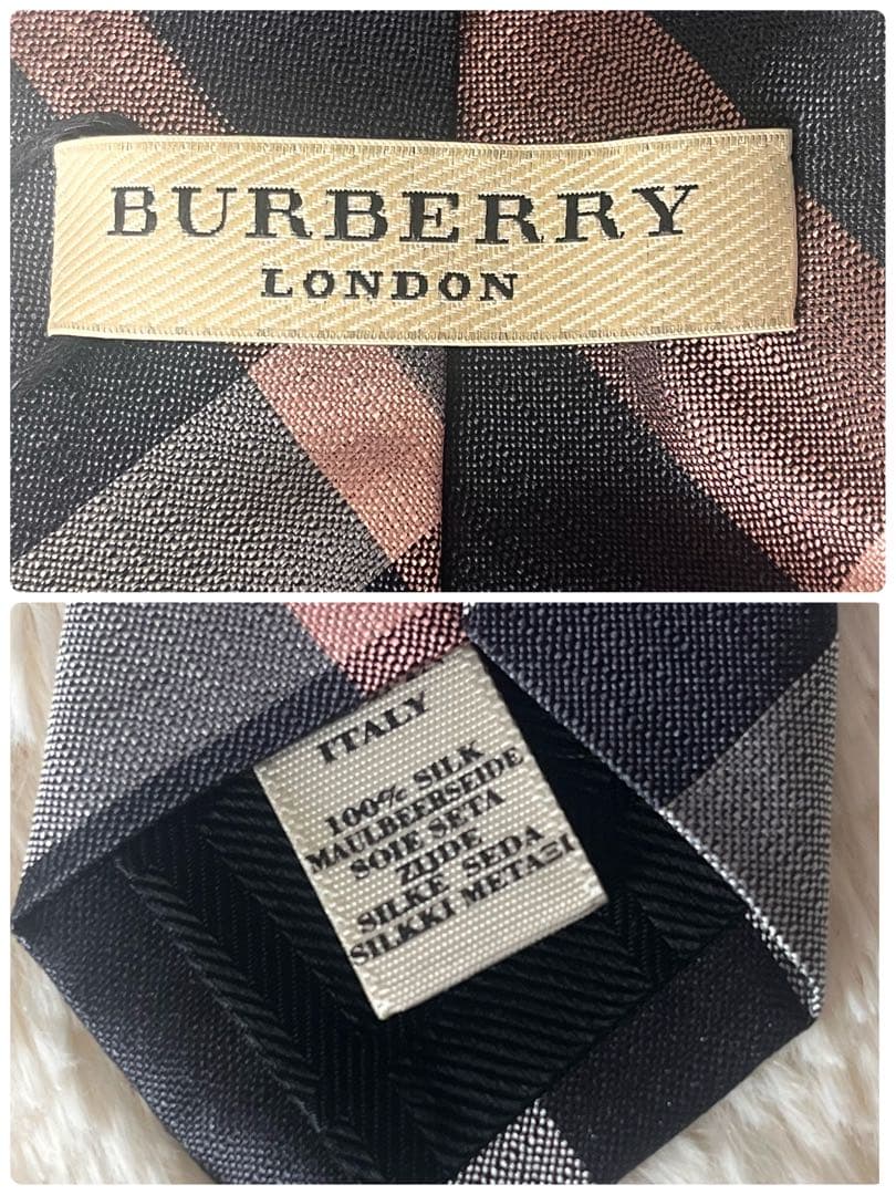新品タグ付き☆バーバリーロンドンシルク100%ネクタイチェック