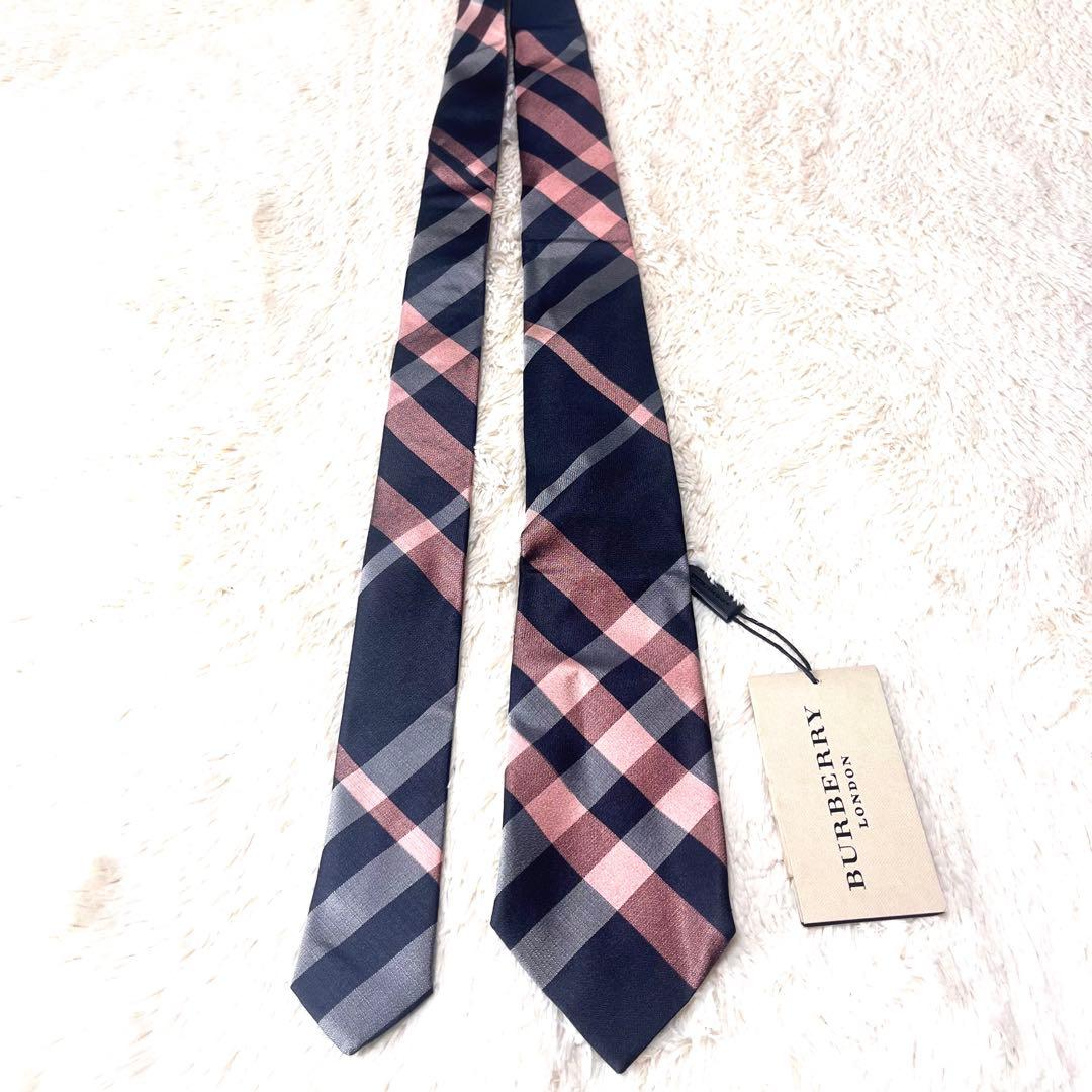 新品タグ付き☆バーバリーロンドンシルク100%ネクタイチェック