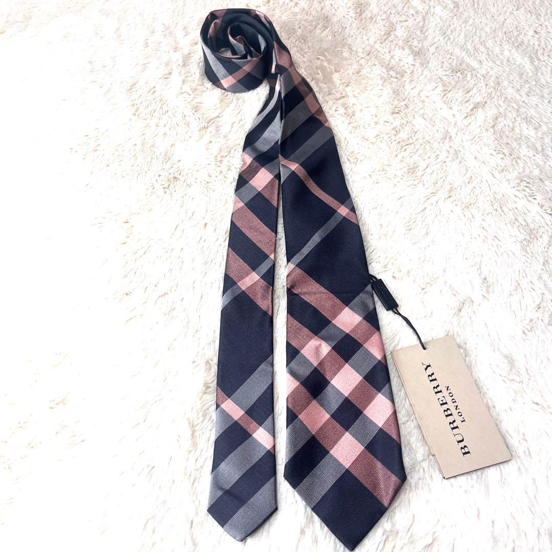 新品タグ付き☆バーバリーロンドンシルク100%ネクタイチェック