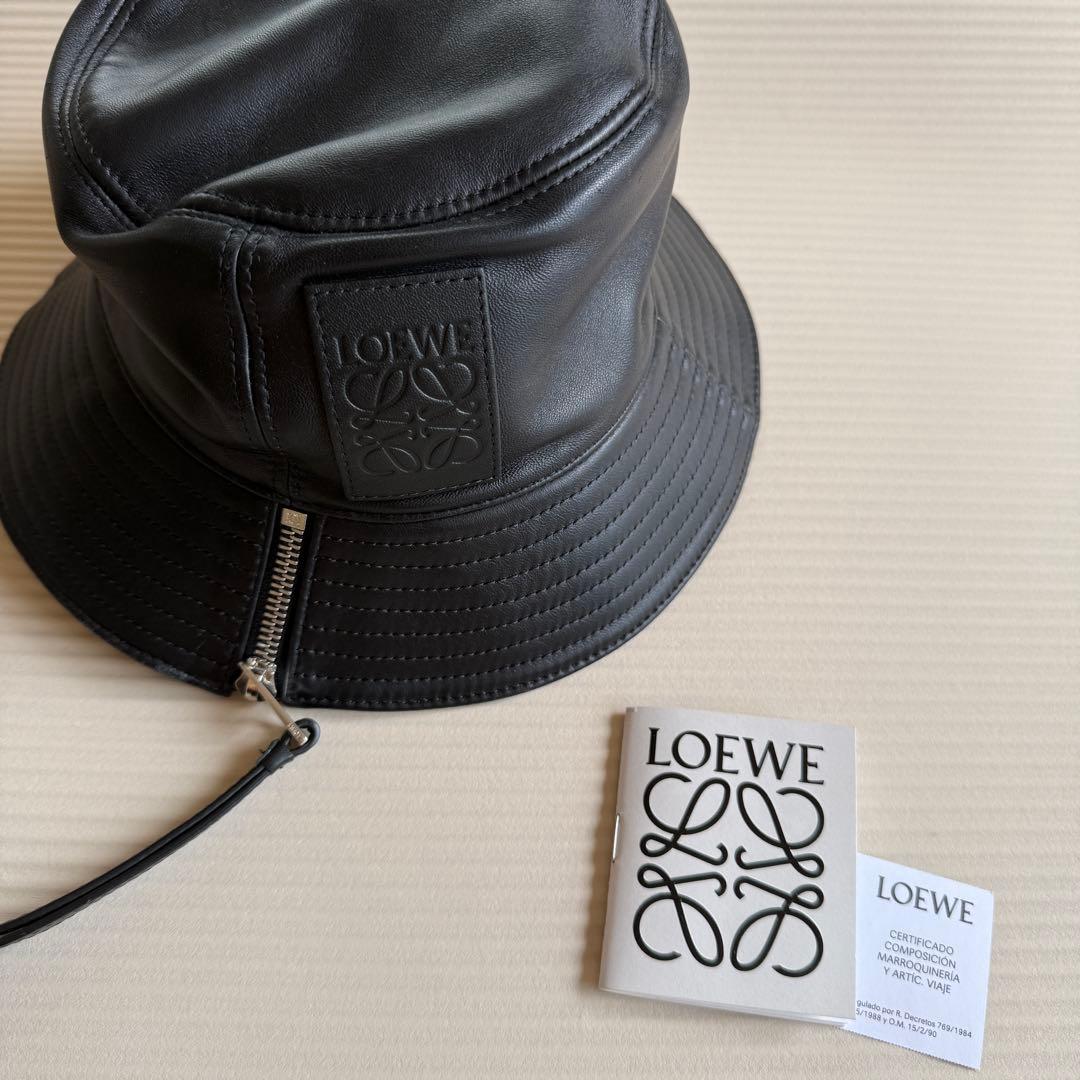 LOEWE バケットハット ブラック フィッシャーマンハット ナパカーフ
