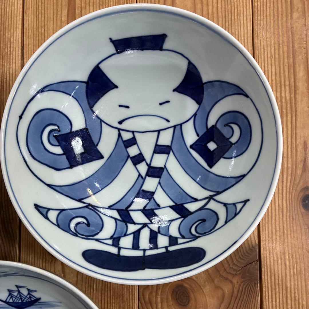 有田焼　青花　しん窯　長崎紋渕上り　江戸紋　奴だこ　6.5寸　中華丼　19cm