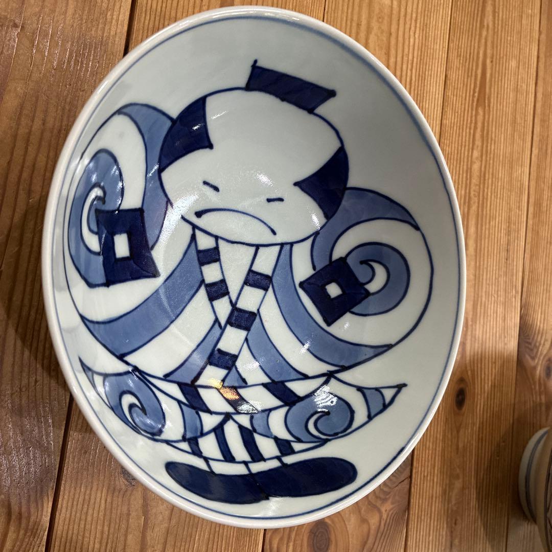 有田焼　青花　しん窯　長崎紋渕上り　江戸紋　奴だこ　6.5寸　中華丼　19cm