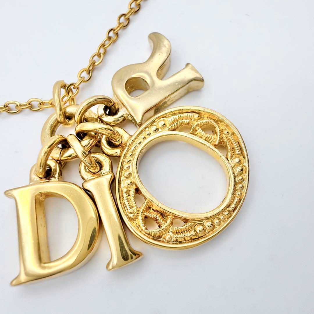 Dior ロゴ 文字 チャーム ネックレス ヴィンテージ ゴールド