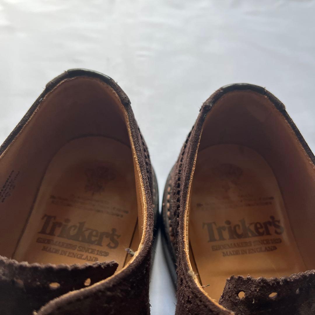 Tricker'sスウェード茶ブローグ7