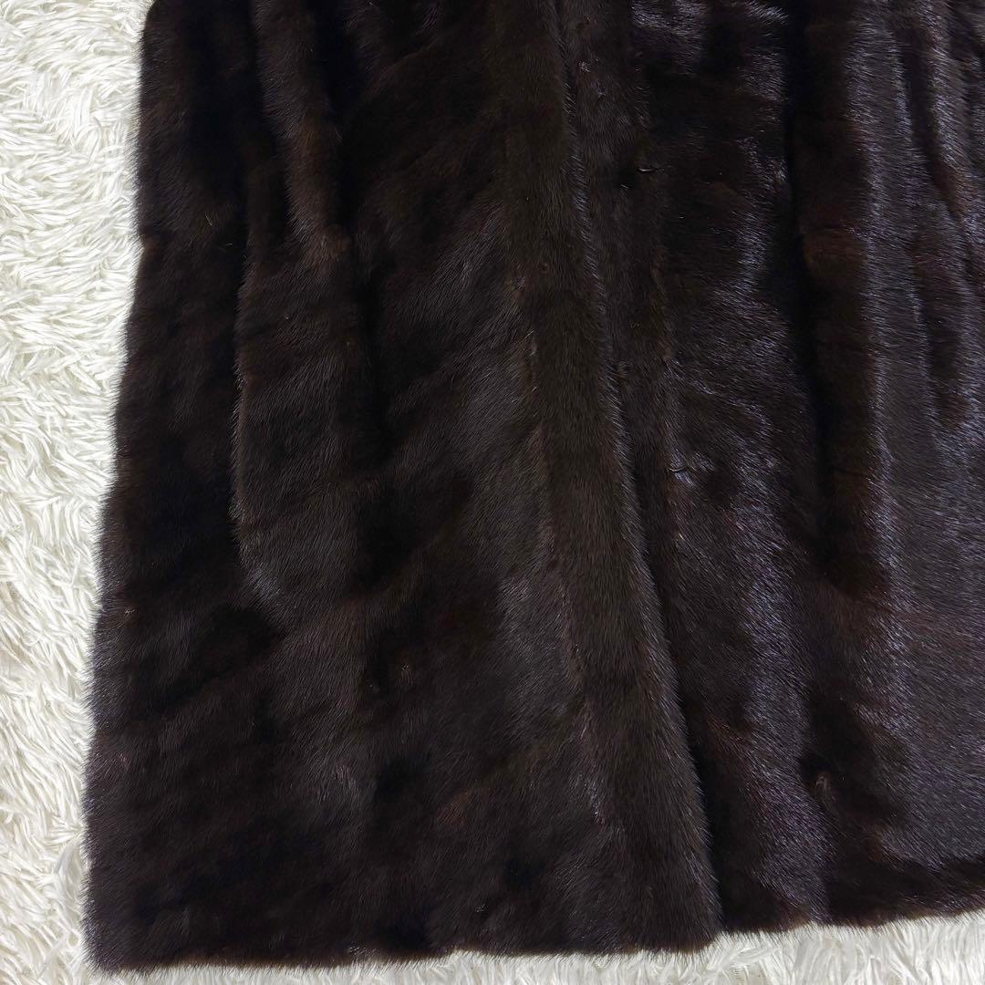 SAGA MINK ミンクファー ベスト フード付き ブラウン 毛皮13号