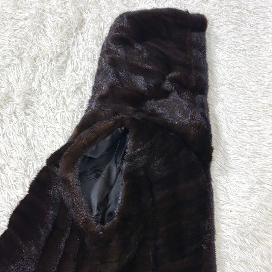 SAGA MINK ミンクファー ベスト フード付き ブラウン 毛皮13号