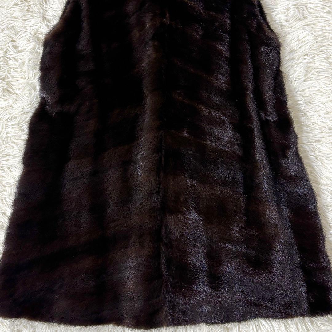 SAGA MINK ミンクファー ベスト フード付き ブラウン 毛皮13号