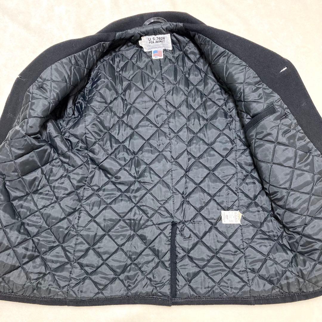 美品 ショット ピーコート ピージャケット 極厚極暖 L相当 740N ブラック