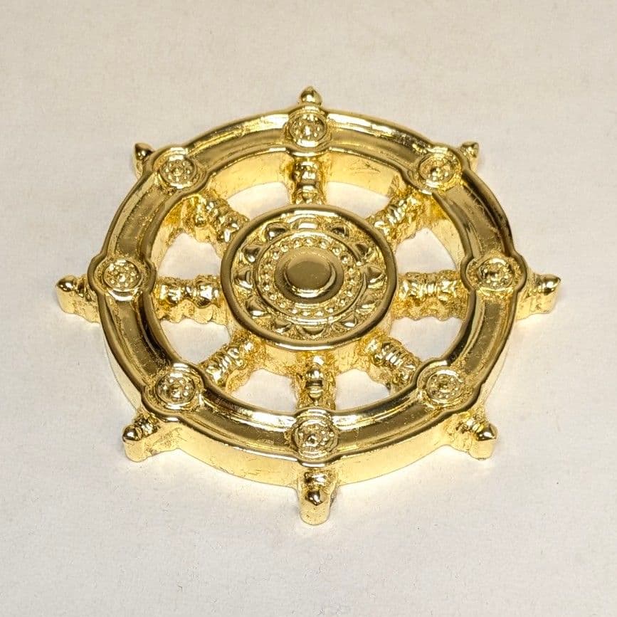 【セール・新品】 輪宝　木製　約12.4cm　4寸　金箔　宗派紋　定紋　法輪