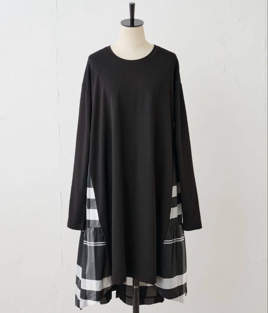 ビアズリー★ タフタビッグチェックワンピース　ブラック　チェック