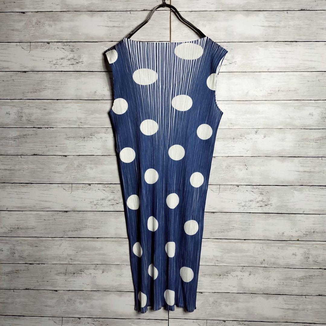 プリーツプリーズ イッセイミヤケ 水色チュニック カットソー ノースリーブ