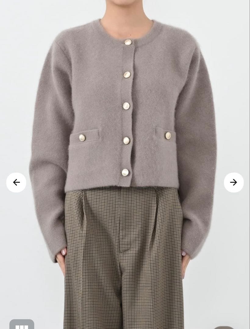 【美品】COHINAフォックスアンゴラダブルフェイスニットジャケット　グレージュ