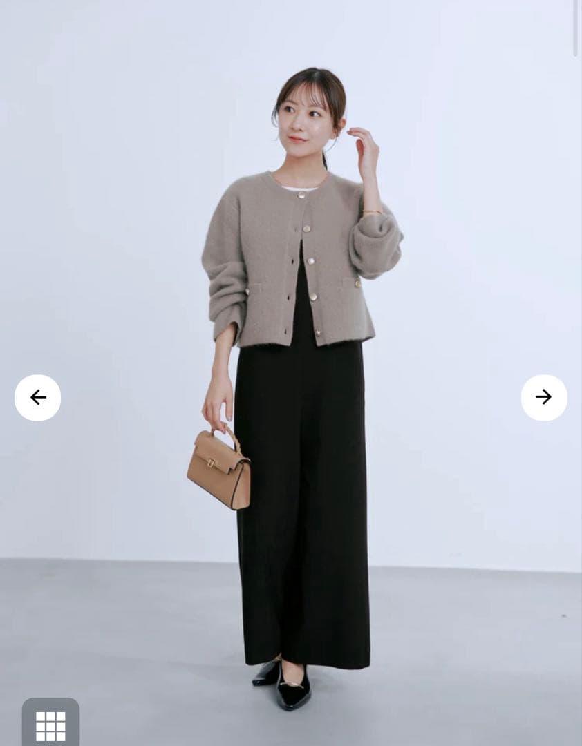 【美品】COHINAフォックスアンゴラダブルフェイスニットジャケット　グレージュ