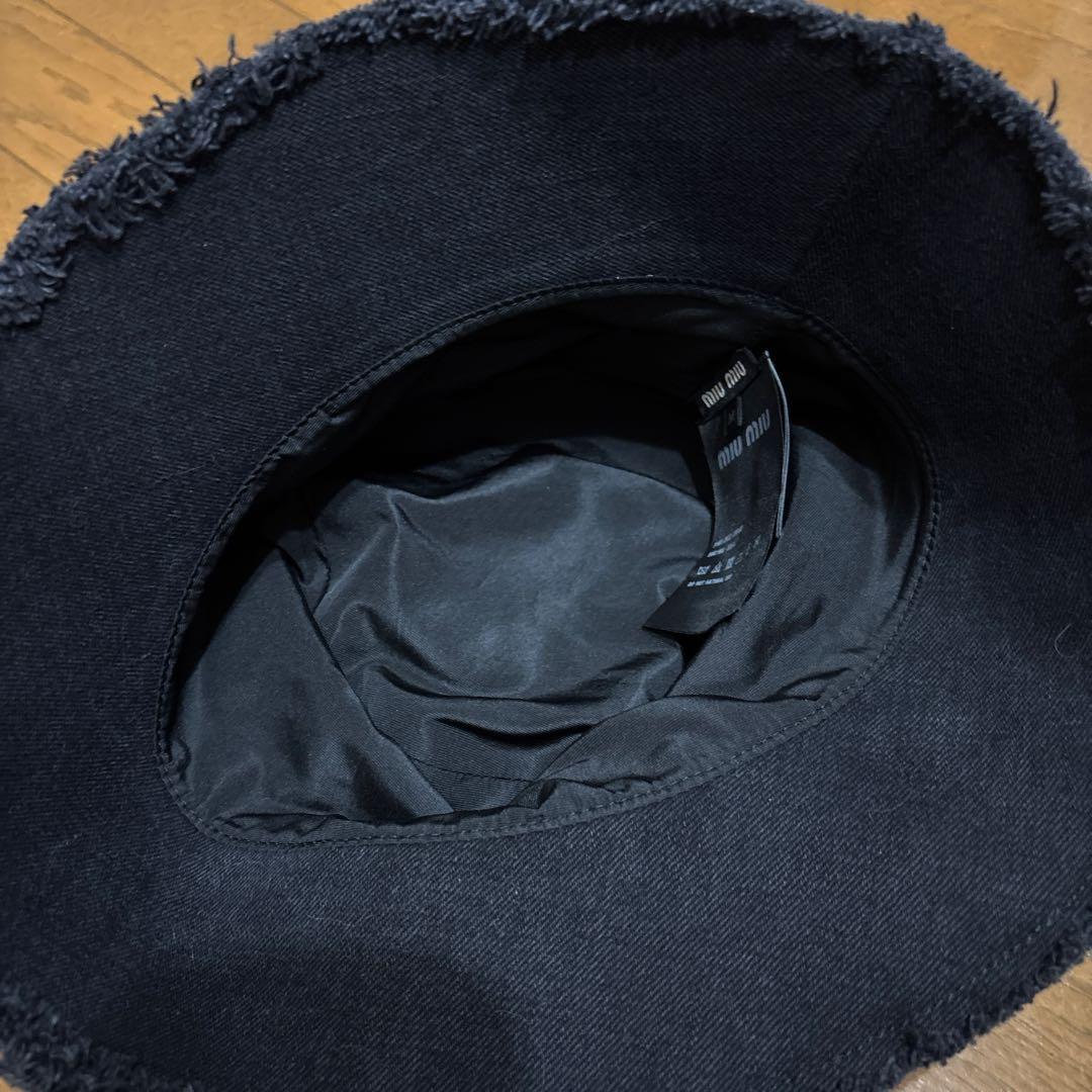 ブラック バケットハット フリンジ仕上げ