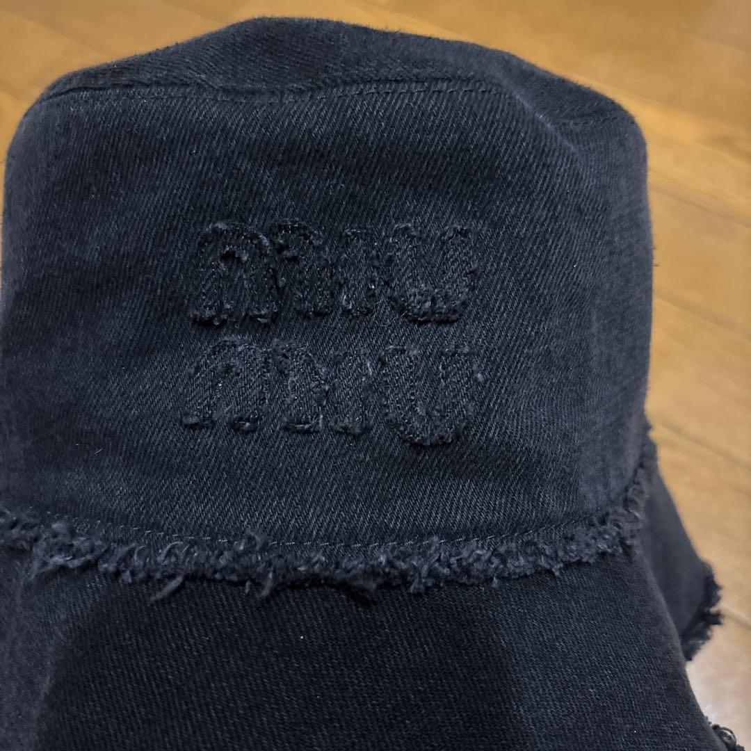 ブラック バケットハット フリンジ仕上げ