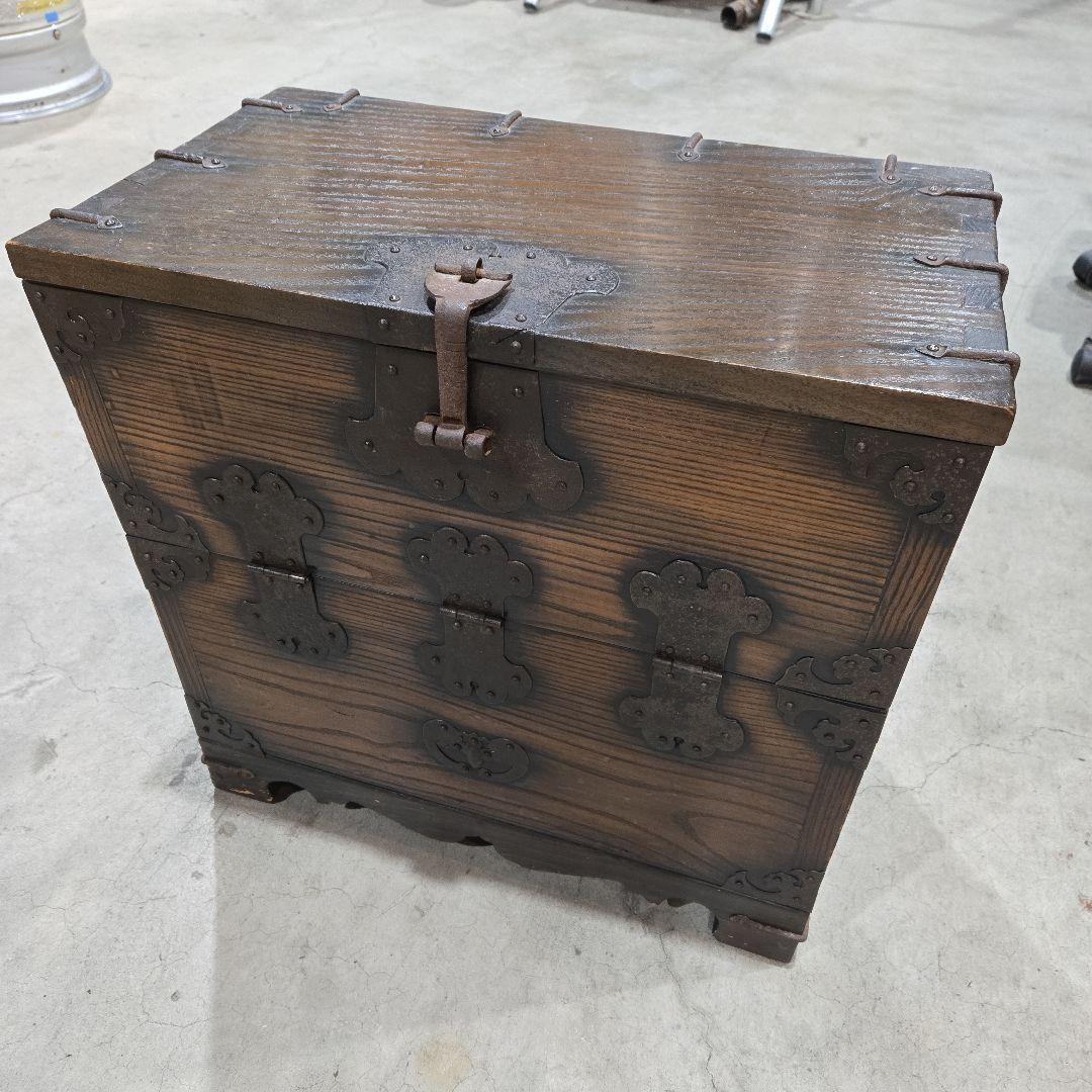 ※専用※アンティーク　レトロ 木製収納箱 バンダジ？