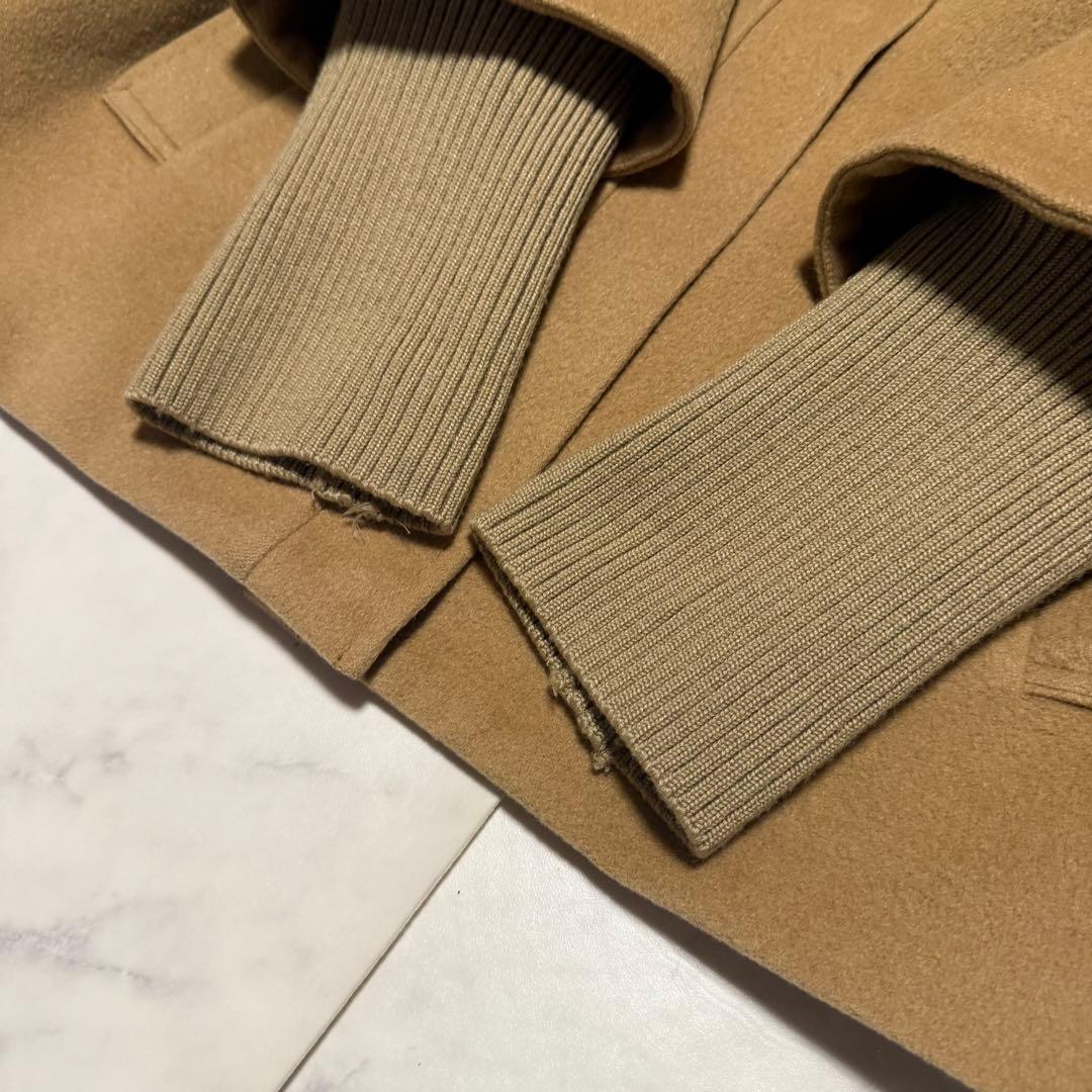 美品・大きいサイズ✨インディヴィ カシミヤ混 コート フレアスリーブ リブニット