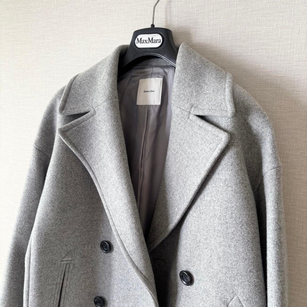 極美品✨スピックアンドスパン 人気 WメルトンPコート グレー 36