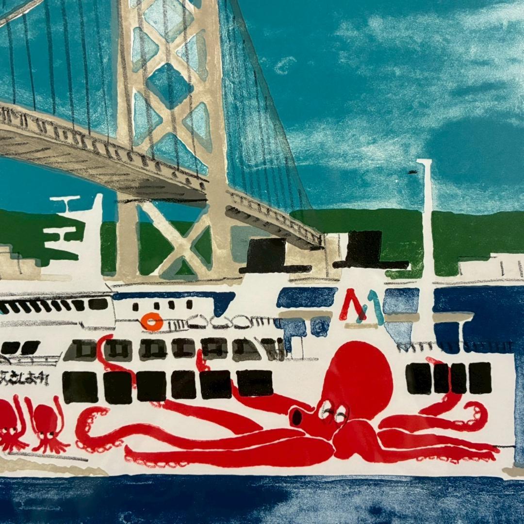 美品 柳原良平「たこフェリー」リトグラフ 直筆サイン入 限定50 アンクルトリス