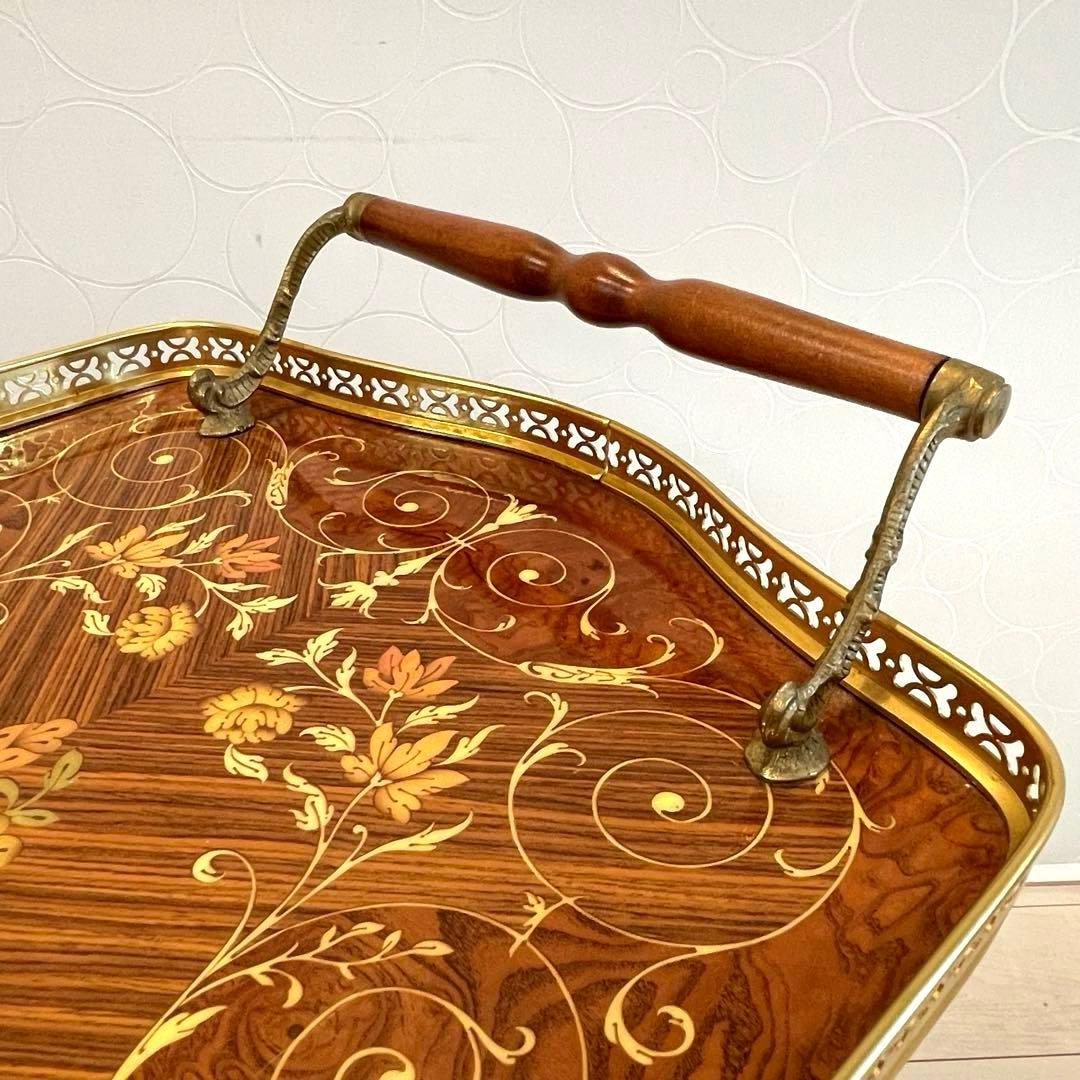 【希少】イタリア製 象嵌 ティーカート キッチンワゴン 真鍮装飾 高級クラシック