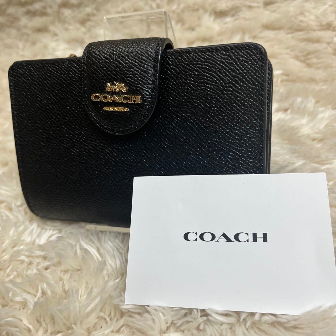 【未使用級】コーチ　COACH 二つ折り財布　レザー　スモール　ウォレット