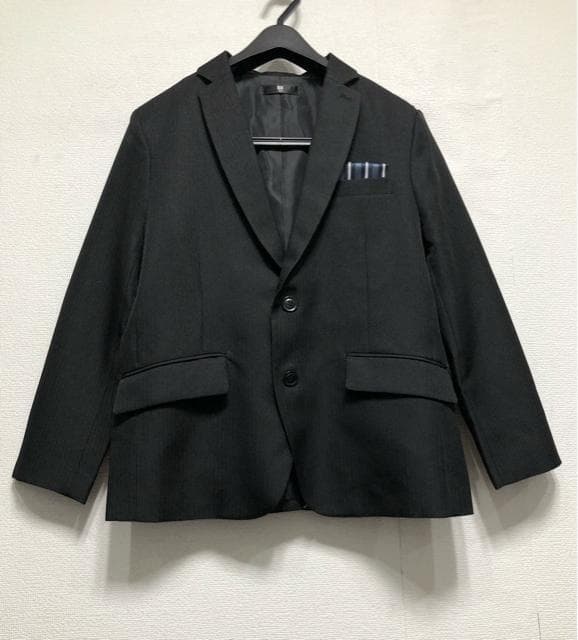 新品☆男子160E黒系フォーマルスーツ4点ネクタイ入学式卒業式〇G109