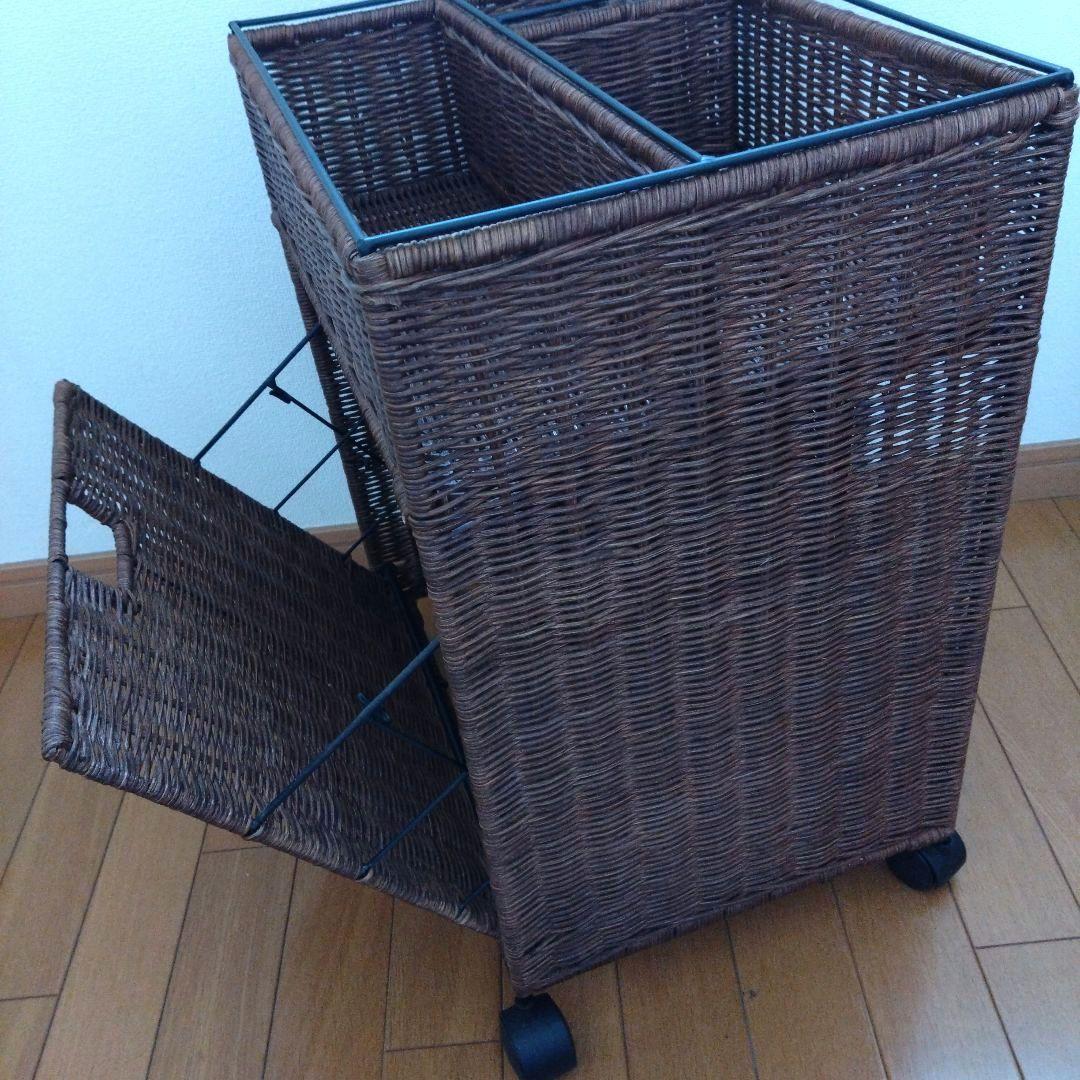 ラタン風キャスター付き　ソファーサイドワゴン