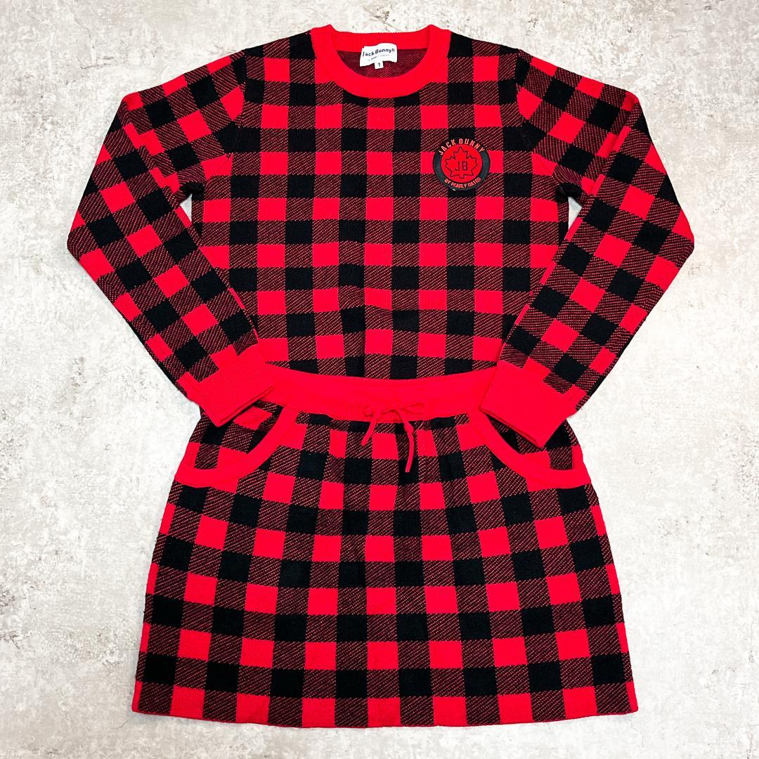 JACK BUNNY!!人気カラー チェック柄 ニット セットアップ M