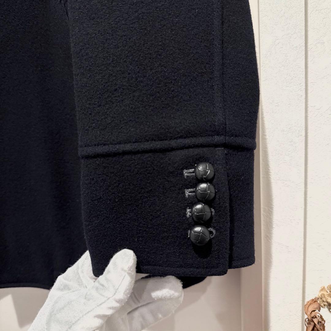 新品級‼️バーバリー ブラックレーベル ピーコート ウール ネイビー 廃盤品L 革