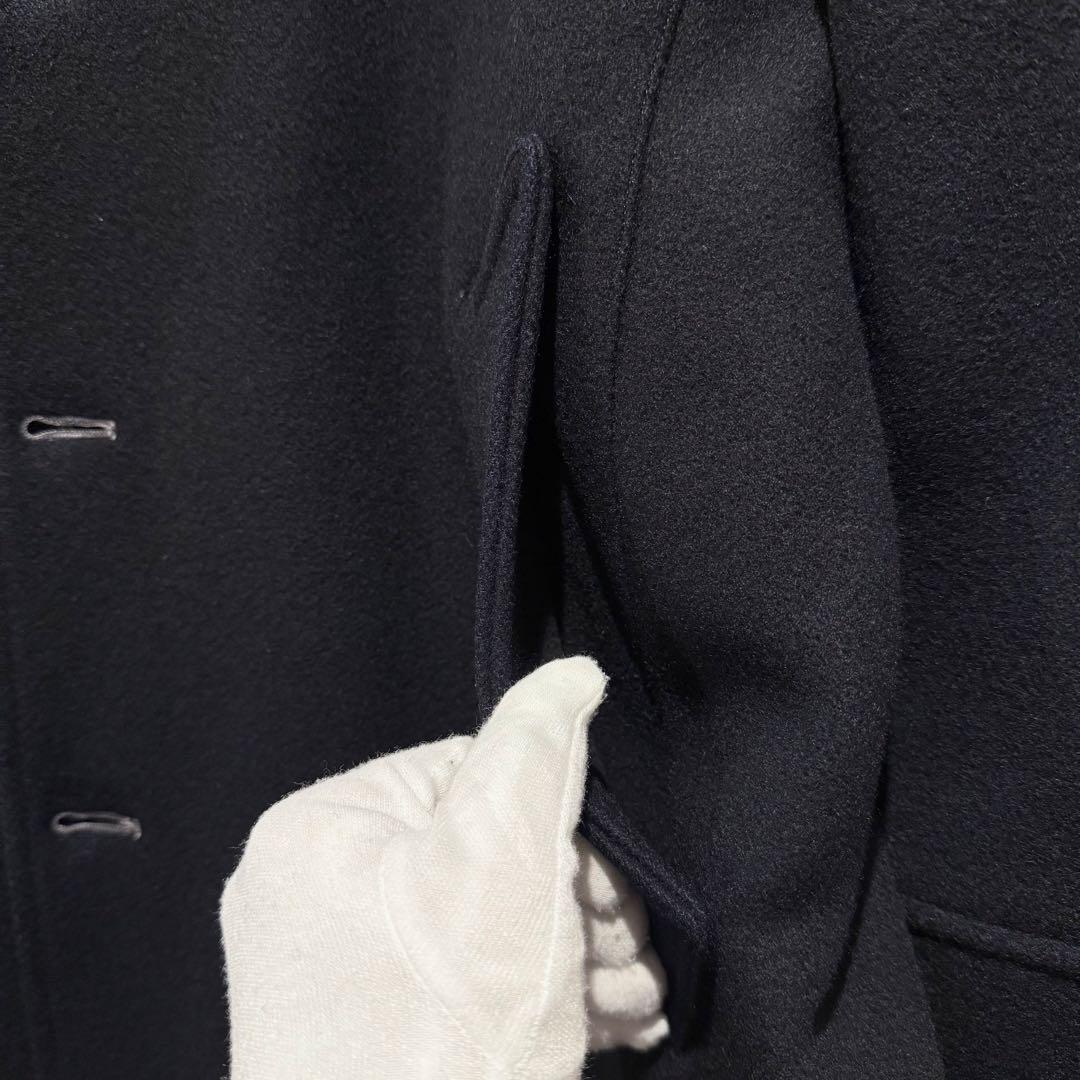 新品級‼️バーバリー ブラックレーベル ピーコート ウール ネイビー 廃盤品L 革