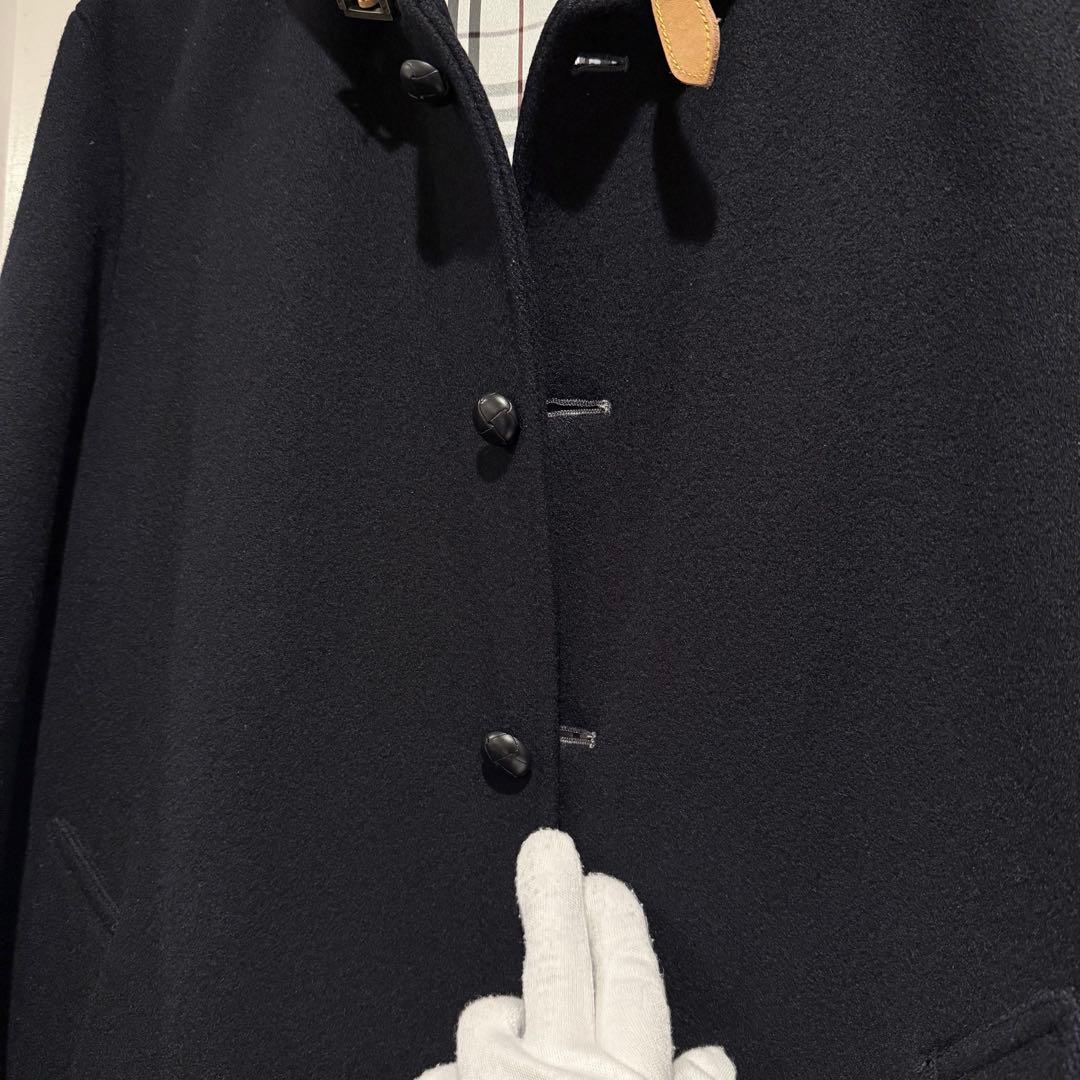 新品級‼️バーバリー ブラックレーベル ピーコート ウール ネイビー 廃盤品L 革