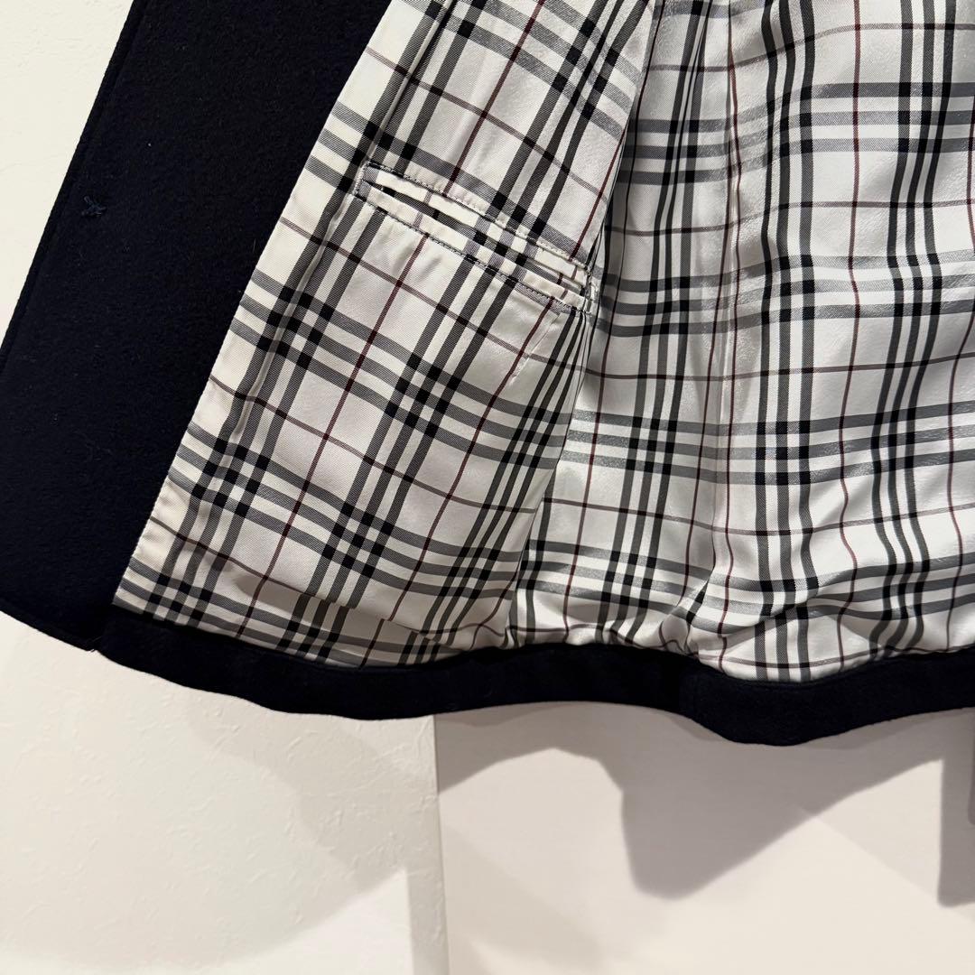 新品級‼️バーバリー ブラックレーベル ピーコート ウール ネイビー 廃盤品L 革