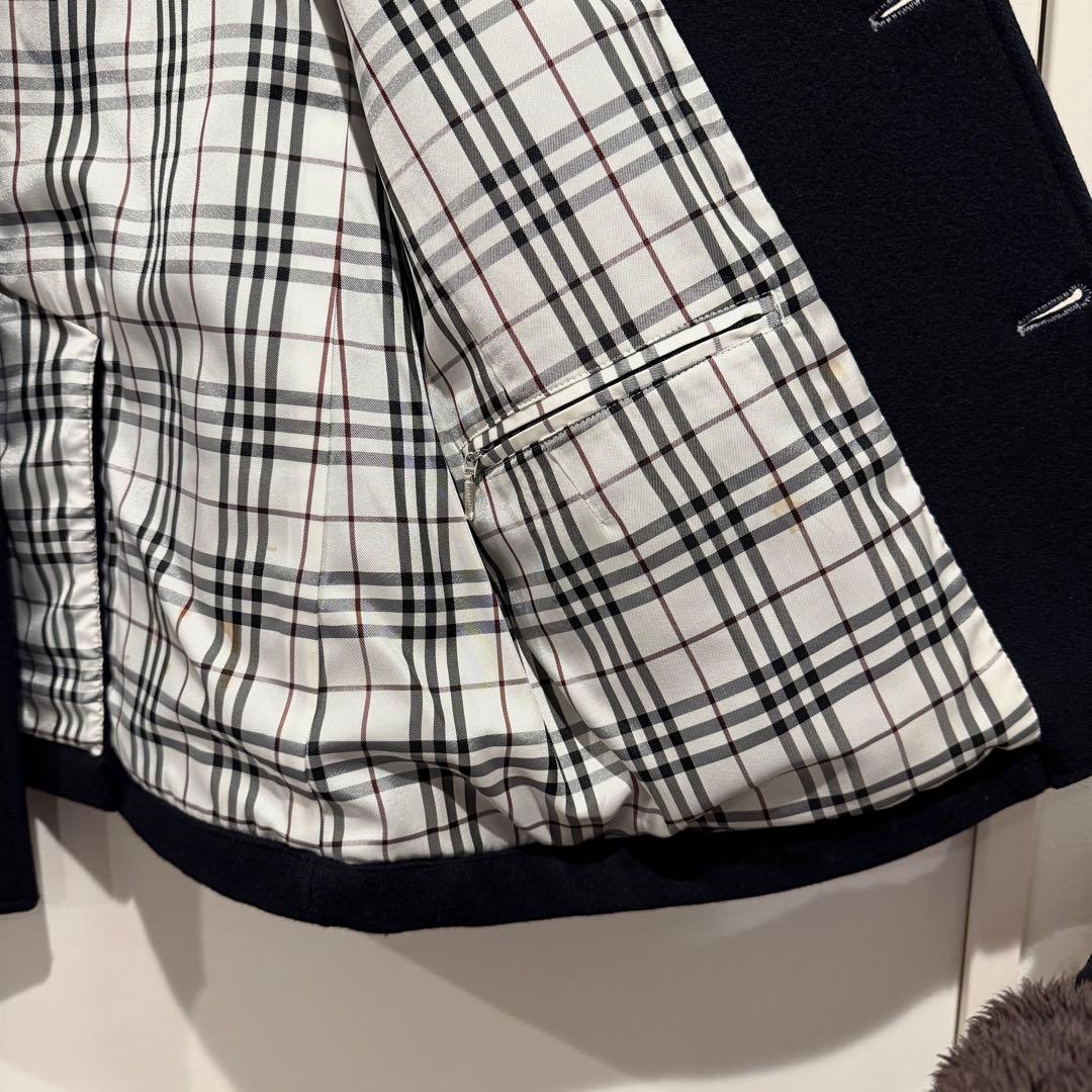 新品級‼️バーバリー ブラックレーベル ピーコート ウール ネイビー 廃盤品L 革