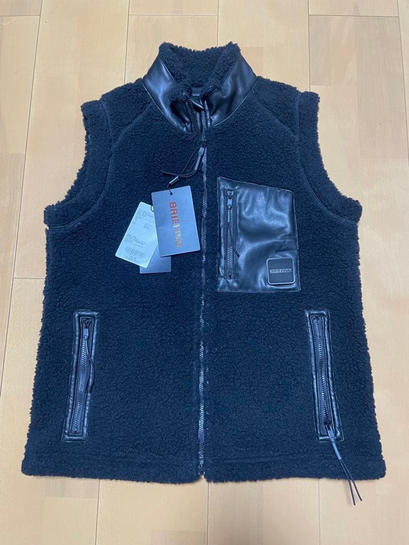 BRIEFINGレザーボアベスト/ブラックS新品未使用ブリーフィングgolf