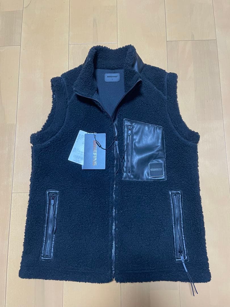 BRIEFINGレザーボアベスト/ブラックS新品未使用ブリーフィングgolf
