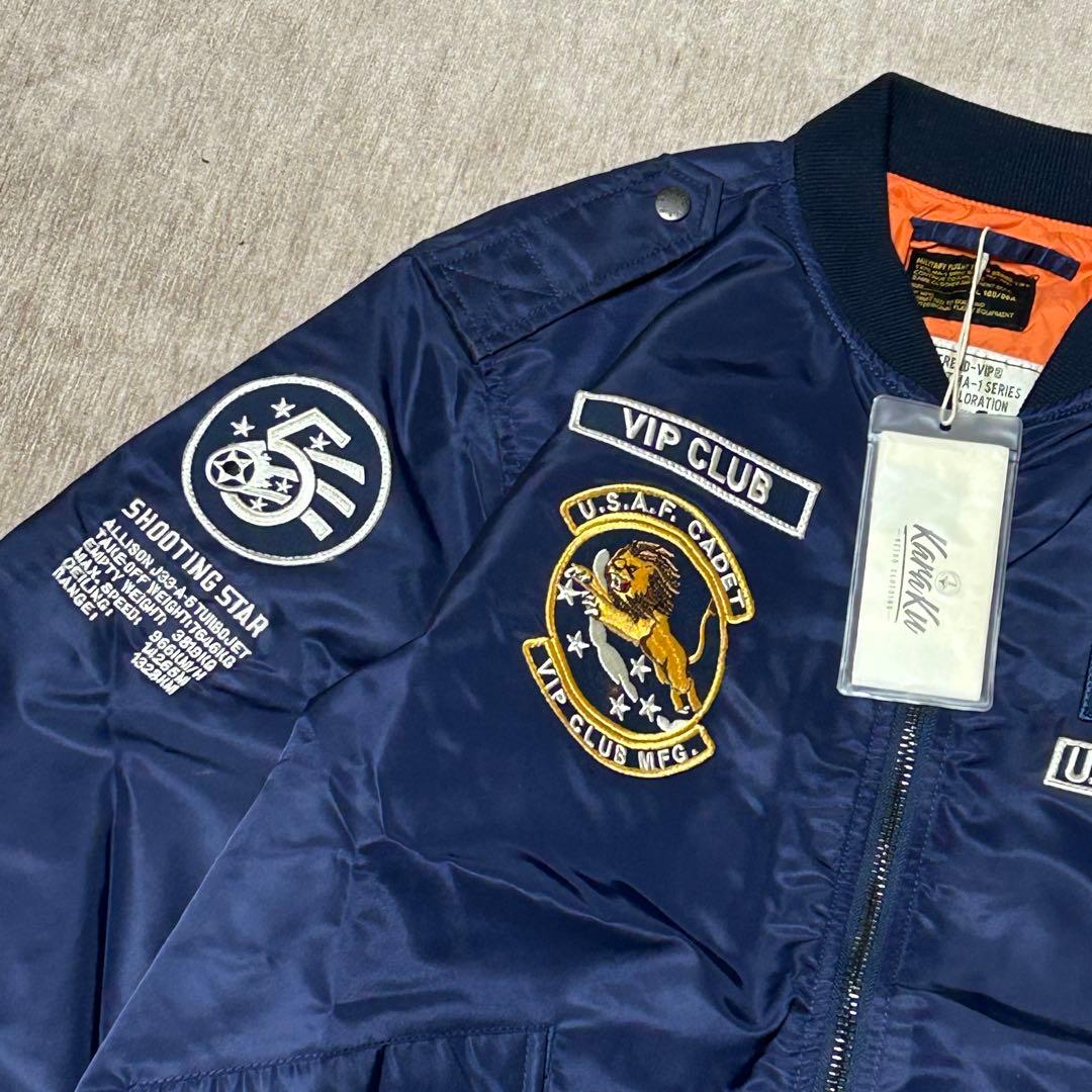 未使用　タグ付き　karaku VIP CLUB フライトジャケット　XL 紺